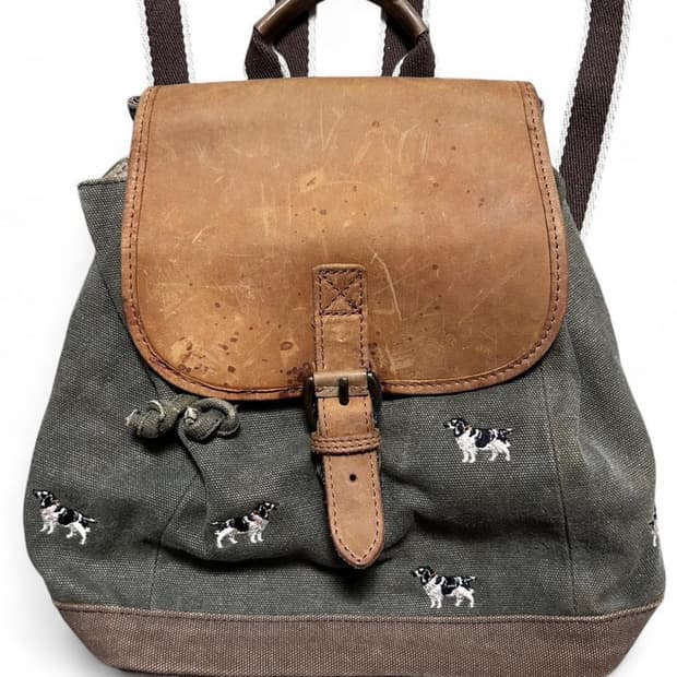 빈티지 L.L.Bean 헌팅독 캔버스 백팩 / 90s 엘엘빈 / 레더 에