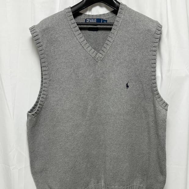 no.131 폴로 랄프로렌 라이트그레이니트조끼 xl 상태s급