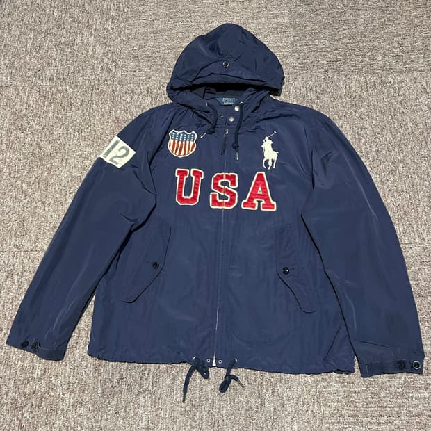XL) 폴로 랄프로렌 USA 성조기 바람막이 후드 자켓