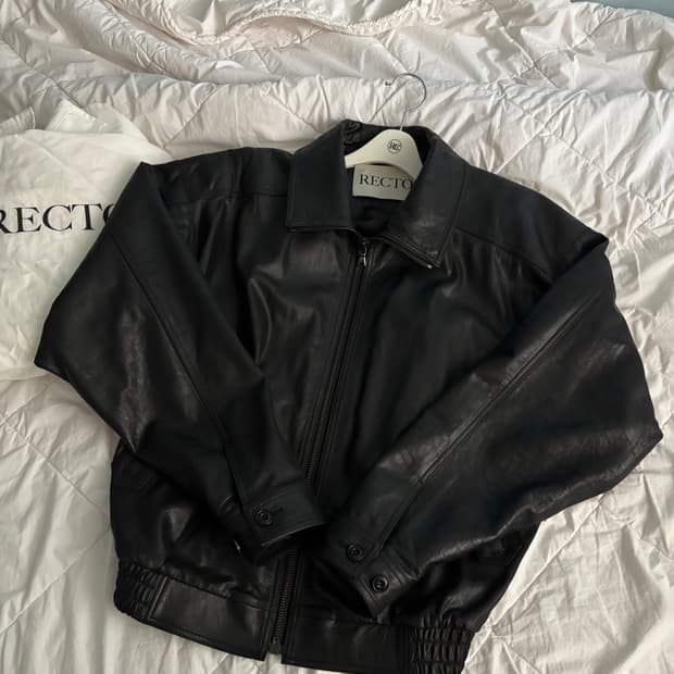 [S] 렉토 빈티지 크랙 이펙트 하이넥 레더 점퍼