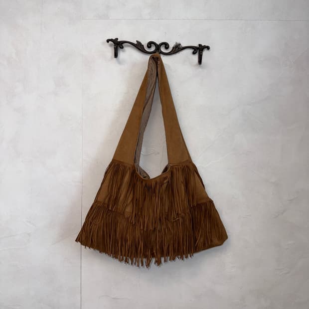 Brown western fringe shoulder bag