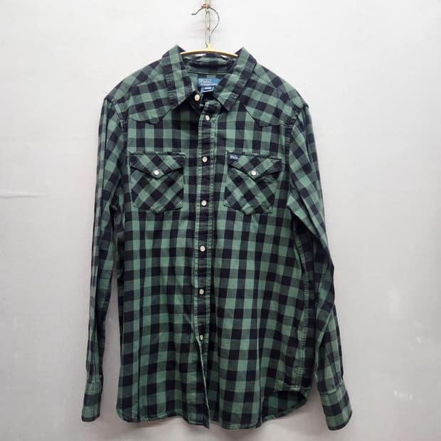 폴로랄프로렌 로고 웨스턴 체크셔츠 M