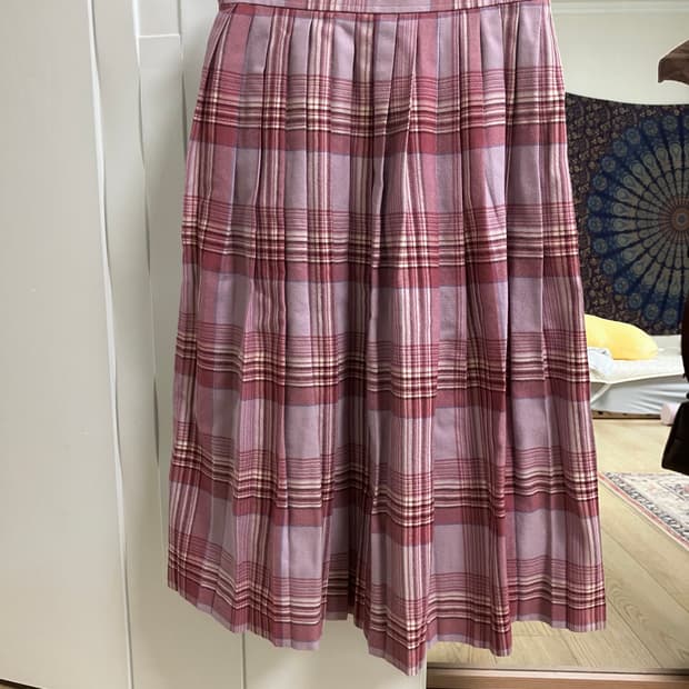 플리츠 미디 스커트 일본 빈티지