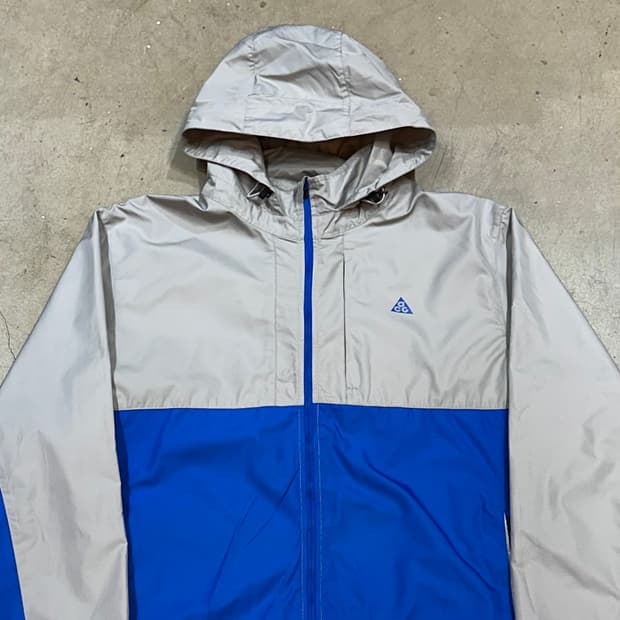 XL 나이키 ACG 그레이 블루 배색 후드 바람막이 