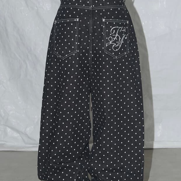 팬시클럽 도트 데님 팬츠 STRING DOT ROLL-UP PANTS