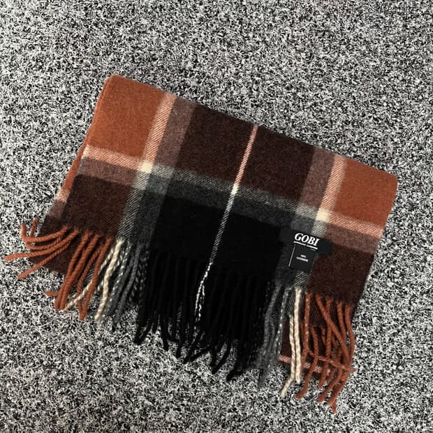고비 GOBI 캐시미어 100 체크 머플러 