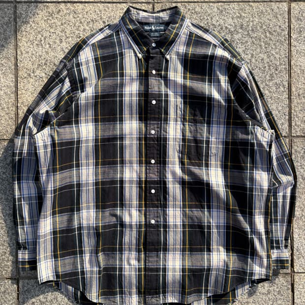 90s 폴로 빅셔츠 체크셔츠