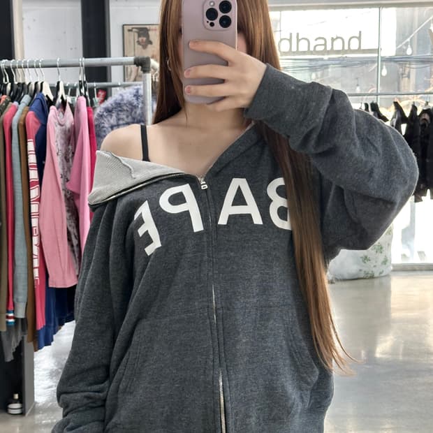 베이프 Thermal 스펠로고 풀 후드집업