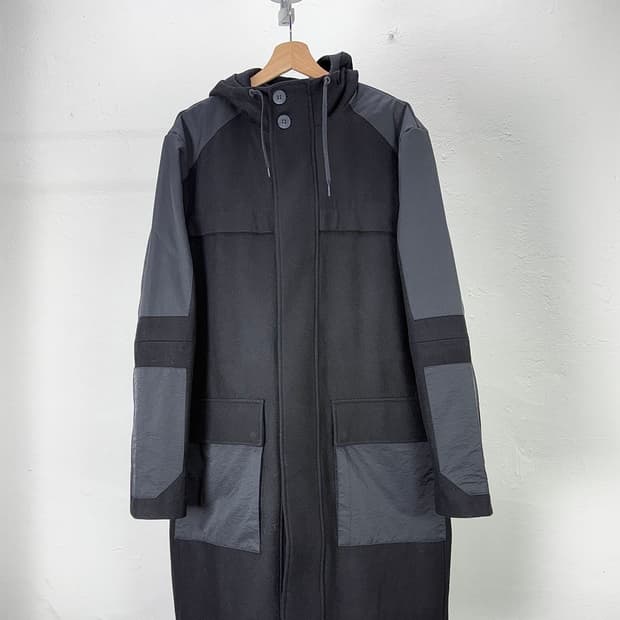 안토니 모라토 17fw 블랙 히든버튼 울 블렌드 후디 롱 코트
