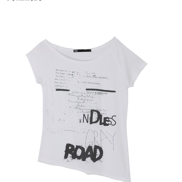 FUNKY SCOOP NECK TEE SCRIBBLE, WHITE