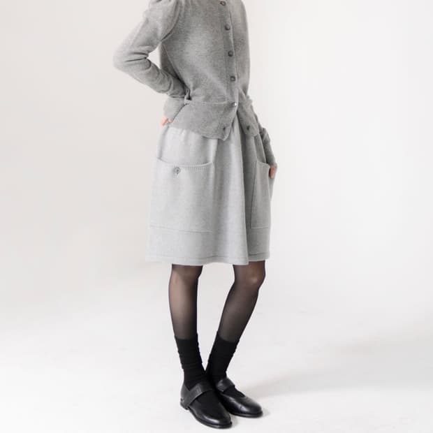 유노이아 Wool Pocket Knit Short Skirt