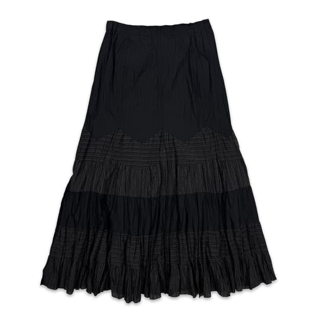 빈티지 블랙 스트라이프 롱 스커트