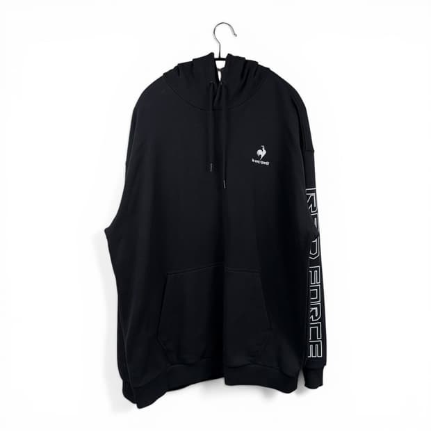 (2XL) 르꼬끄 레드포스 프린팅 후드 티 블랙