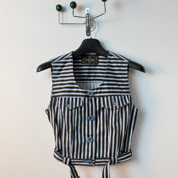 펜디 스트라이프 크롭 베스트