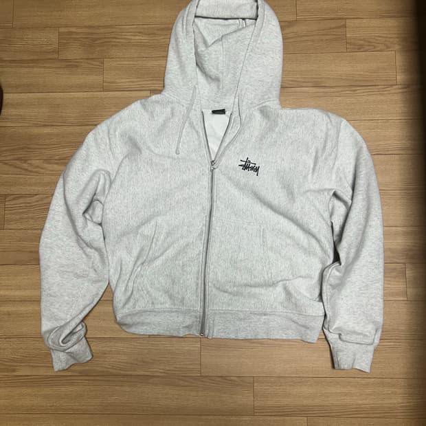 스투시 베이직 후드집업 애쉬 헤더 L 