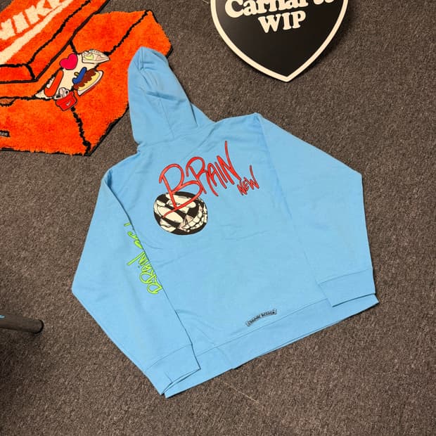 [XXL] 크롬하츠 X 매티보이 24SS 브레인 뉴 후드 티셔츠 블루