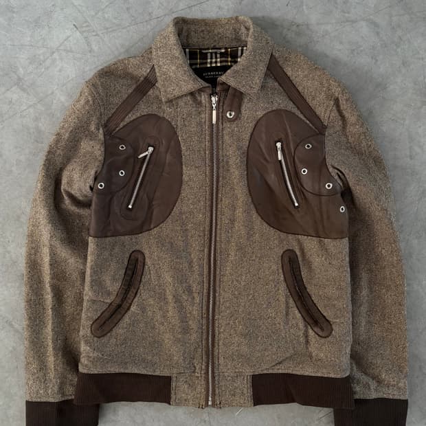 Burberry 버버리 블랙라벨 울 레더 디테일 자켓