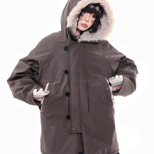 아사키프레자키 야상 패딩 브라운