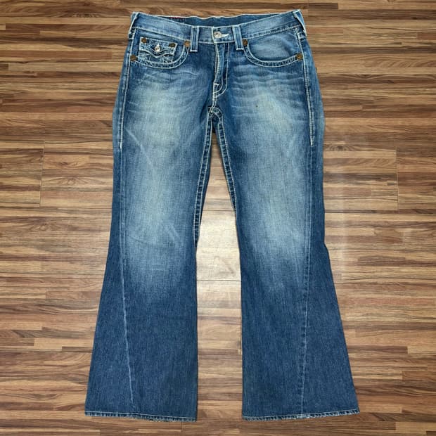 미제 og 트루 릴리전 릴리젼 조이 빅 티 플레어 부츠컷 데님 팬츠 34