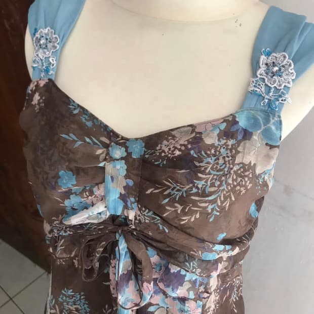 플로럴 슬리브리스 원피스