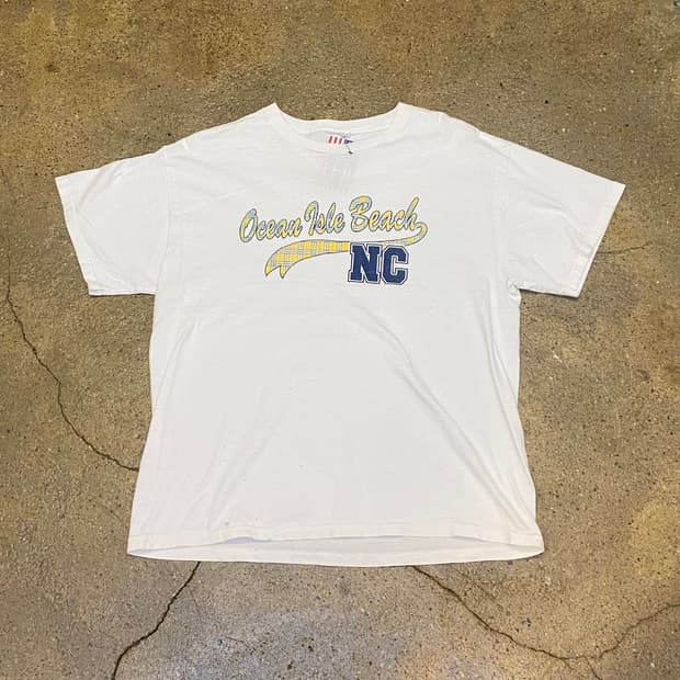 미국 빈티지 오션레이크비치 프린팅 반팔티 흰티셔츠