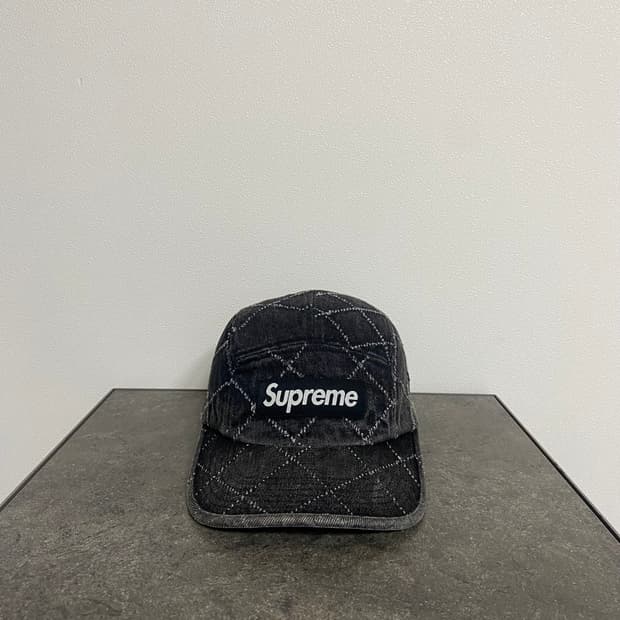(OS) 슈프림 박스로고 캠프캡 모자 펀치드 데님 블랙