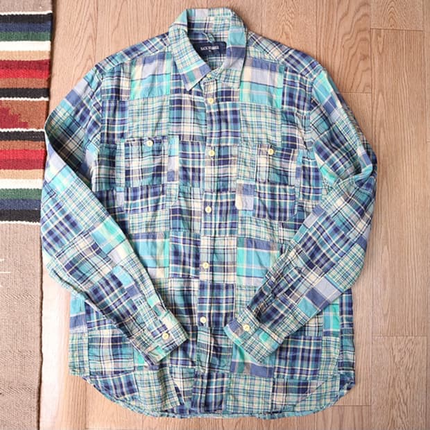 
BACK NUMBER 백넘버 코튼100% 패치워크 체크남방

