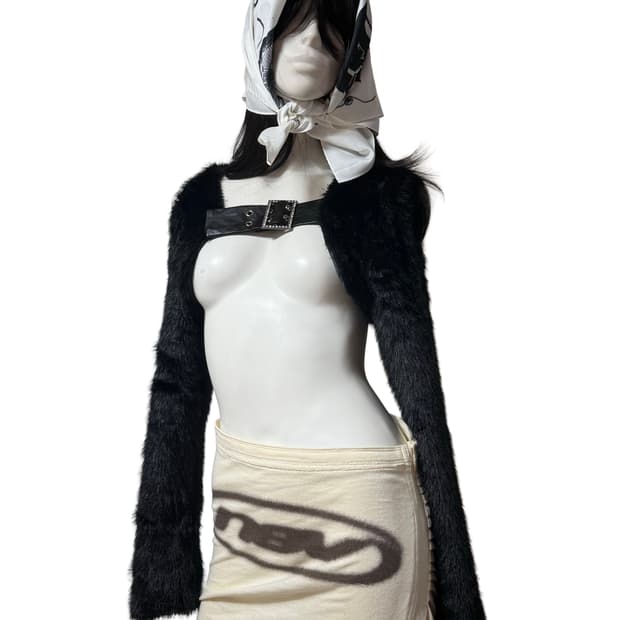 빈티지 갸루 st Faux 퍼 볼레로