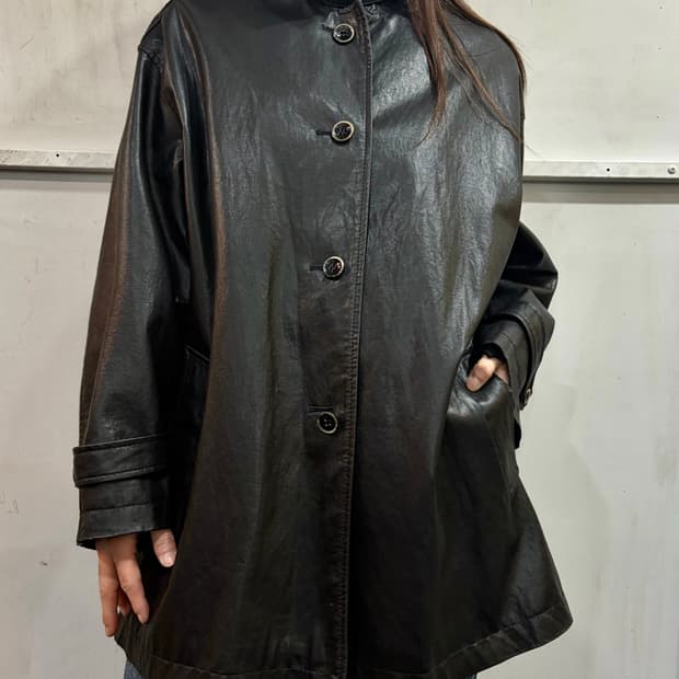 Vintage Leather high neck coat