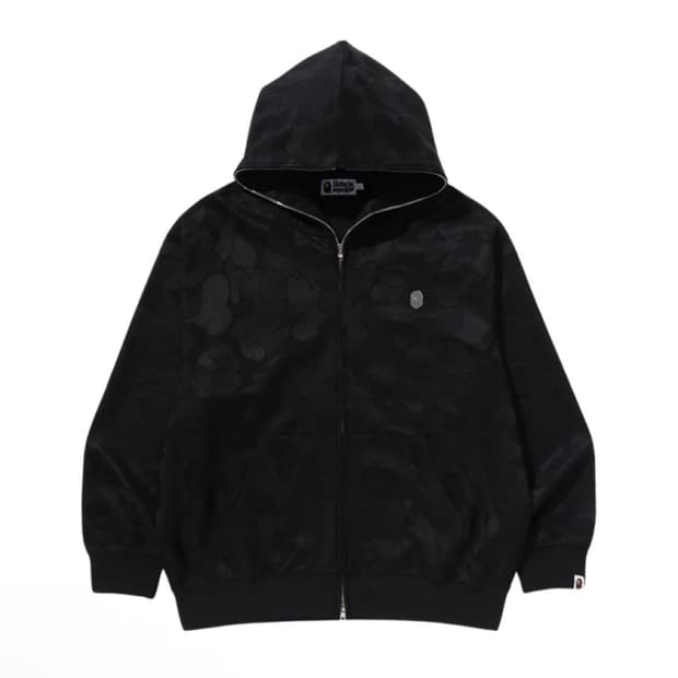 베이프 솔리드 카모 자카드 릴렉스 핏 집업후드 블랙(L)
