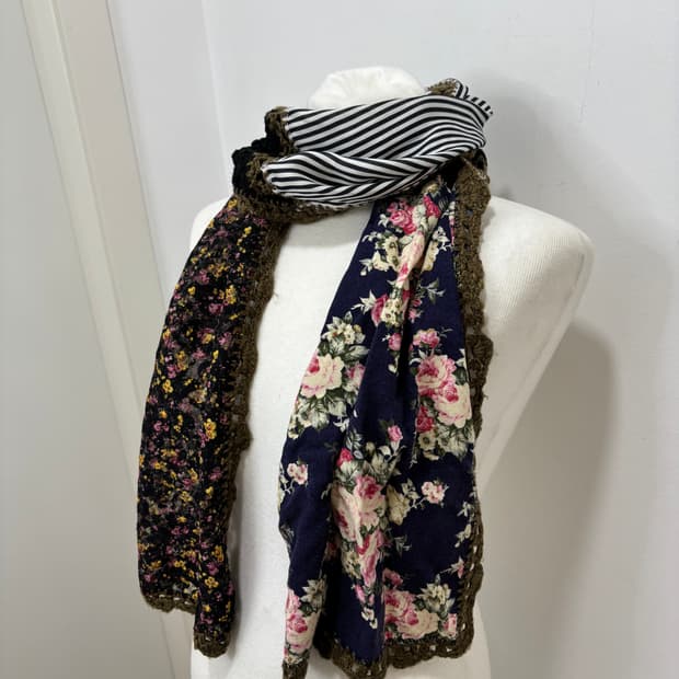 플라워 패턴 레이스 모리 머플러 스카프