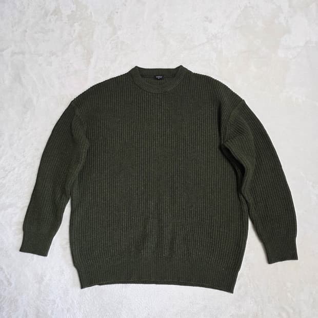 (M)테이크이지 울 크루넥 오버 니트 카키