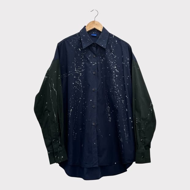 더일마 the ilma 페인트 스플래터 오버핏 셔츠 네이비카키