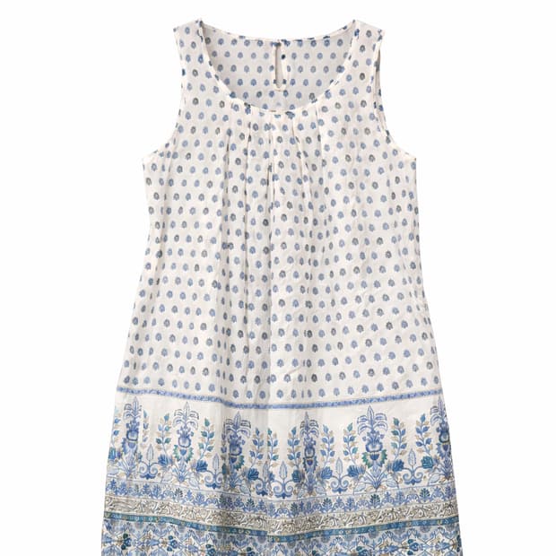 빈티지 블루밍 코티지 코튼 원피스