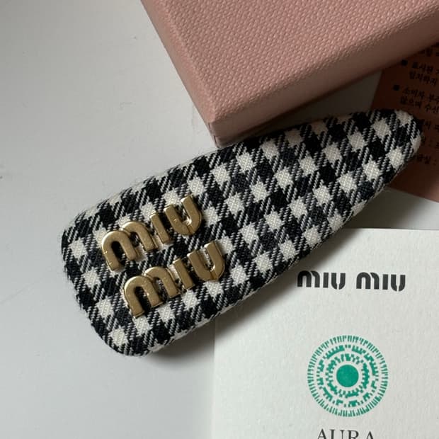 미우미우 헤어핀 (헤어 클립) 깅엄 체크
