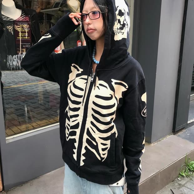 Vanson Bone Hood Zip-Up