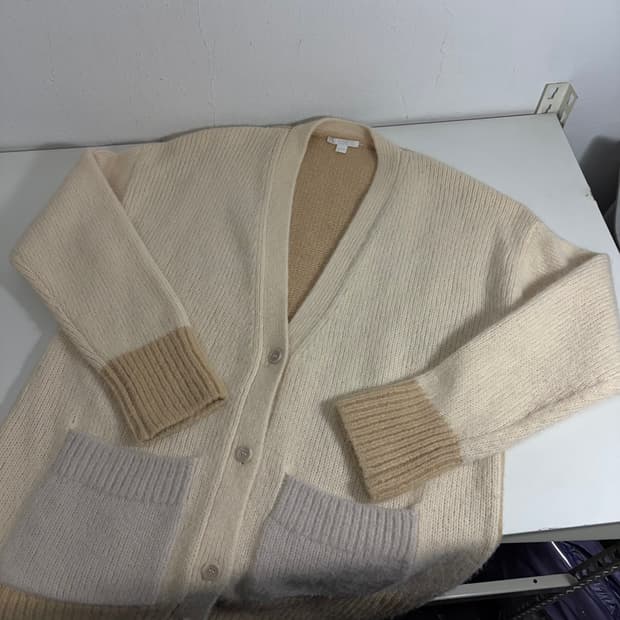 95 S-M 코스 COS 크림베이지 루즈오버핏 알파카혼방 가디건