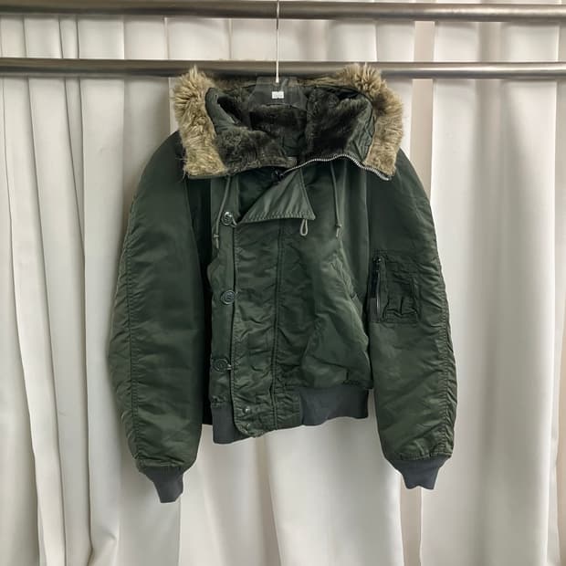 90's 알파인더스트리 카키 N2B 쇼트 웨이스트 파카 M