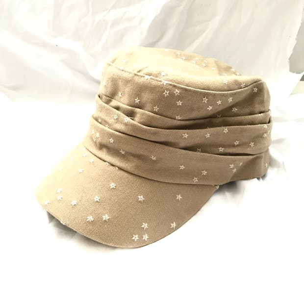 Beige star⭐️stitch shirring military cap