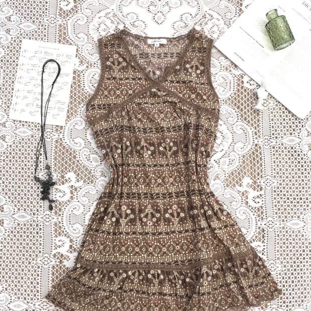 jpn vintage mori brown frill onepiece