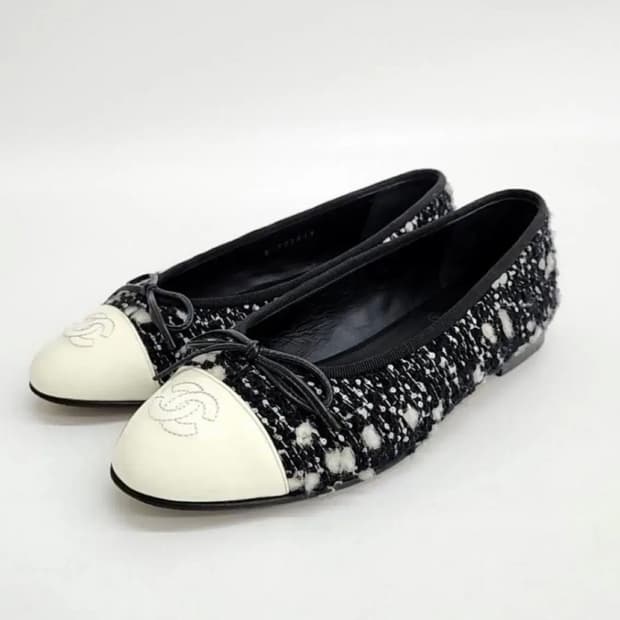 샤넬 트위드 발레리나 플랫 37