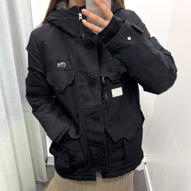 라코스테 라이브 블랙 후드 퍼 다운패딩