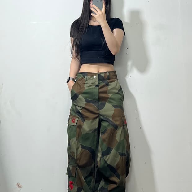 카모 카고 와이드 밀리터리팬츠 28