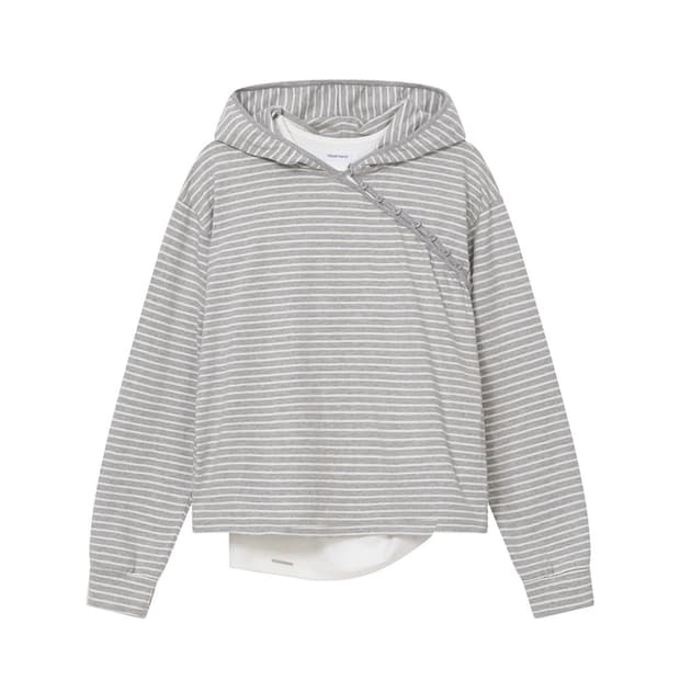 미세키서울 Diagonal button Layered hoodie 그레이