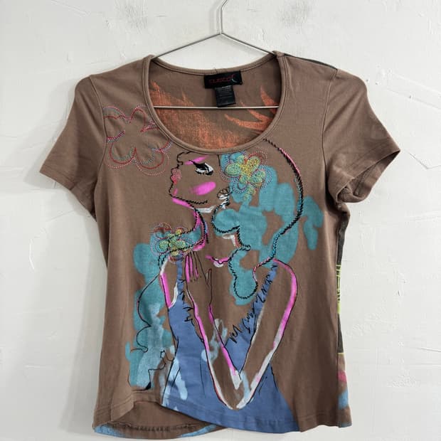custo barcelona y2k printing top