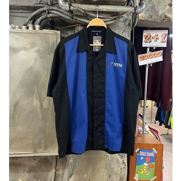 빈티지 Port 배색 반팔 셔츠 블랙 L #csz3561