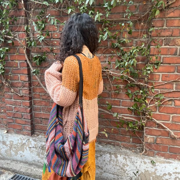 히피 에스닉 패턴 줄무늬 2Way 가방