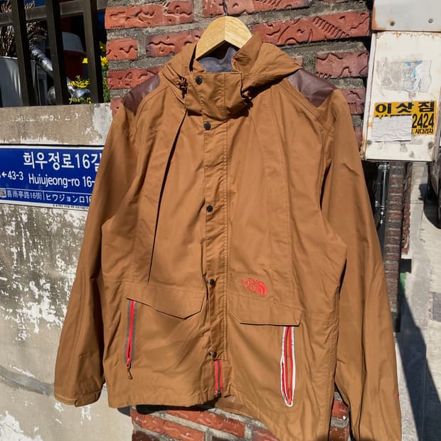 노스페이스 브라운 레더숄더 윈드브레이커