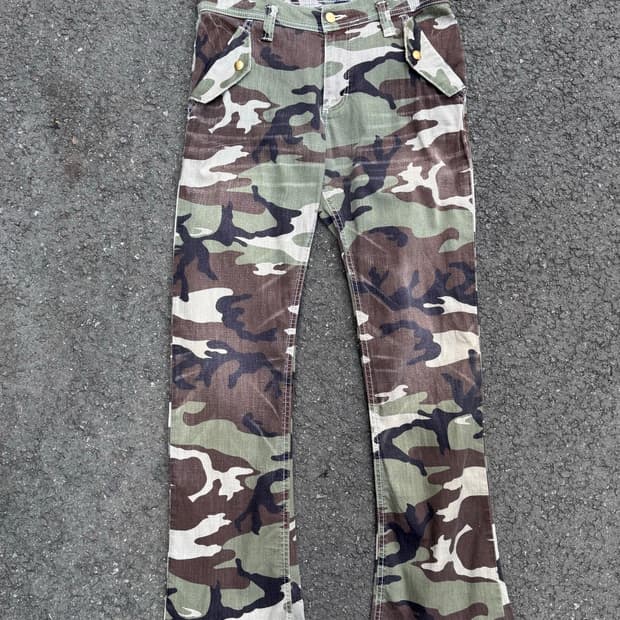 랭글러 카모 웨스턴 부츠컷 팬츠 