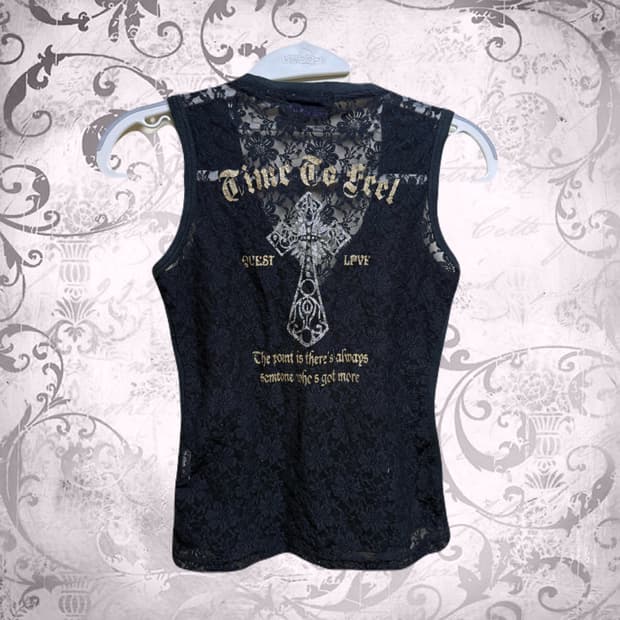 y2k 펑크 십자가 나시 슬리브리스